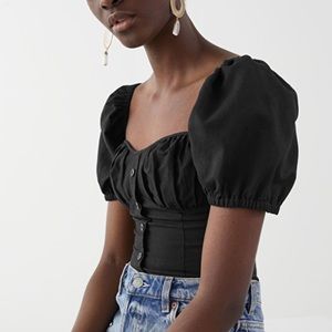 & Other Stories Puff Sleeve Sweetheart Top